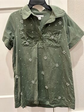 J.CrewCUTS Olive Green Embellished Polo dress